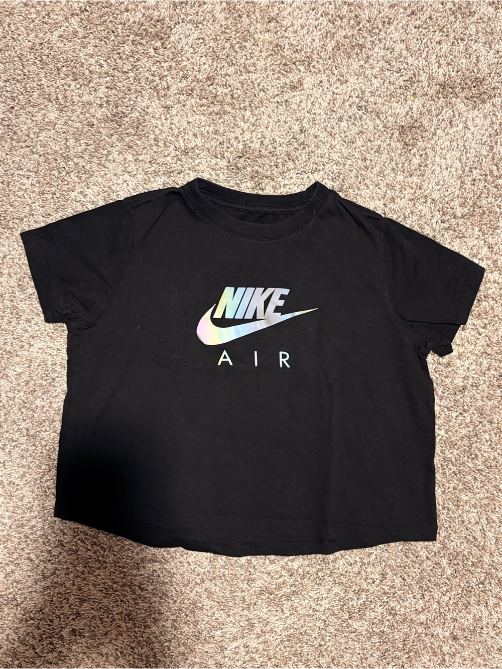Nike Black Crop Top with Iridescent Logo
